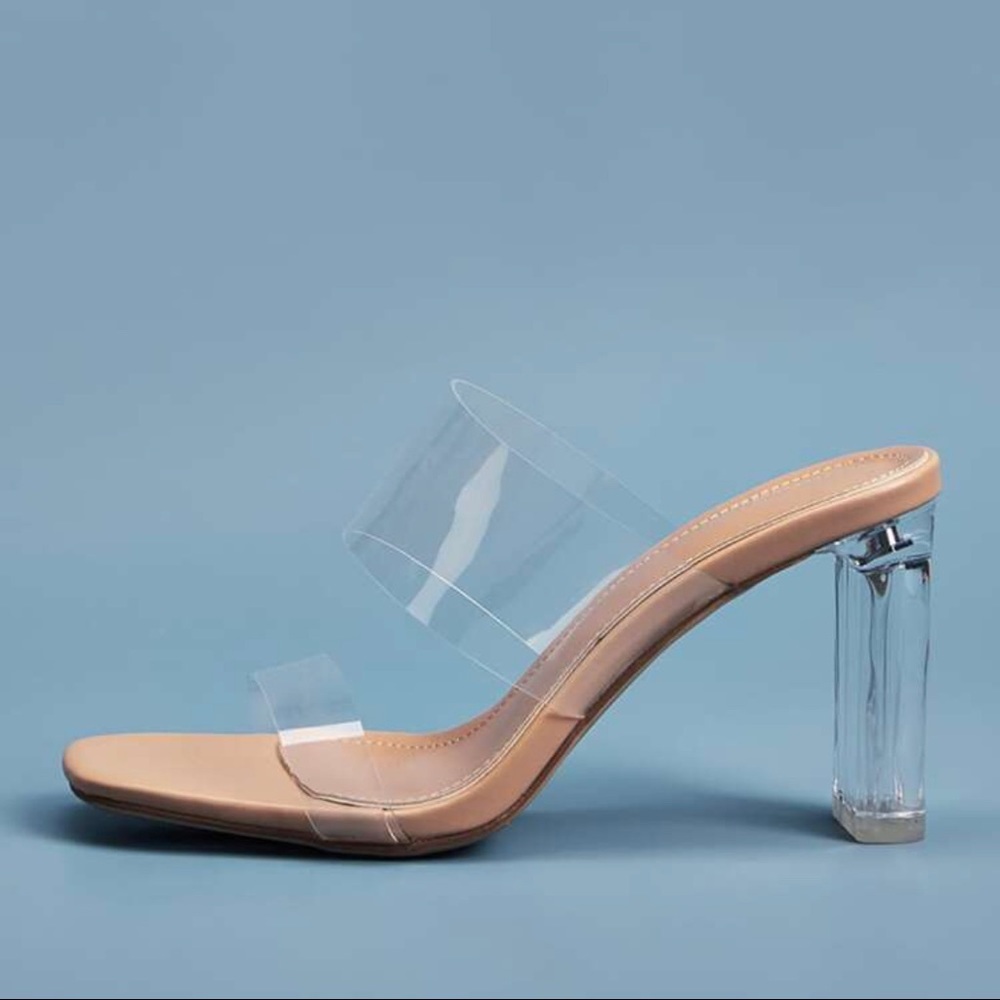 Clear Mule Block Heels